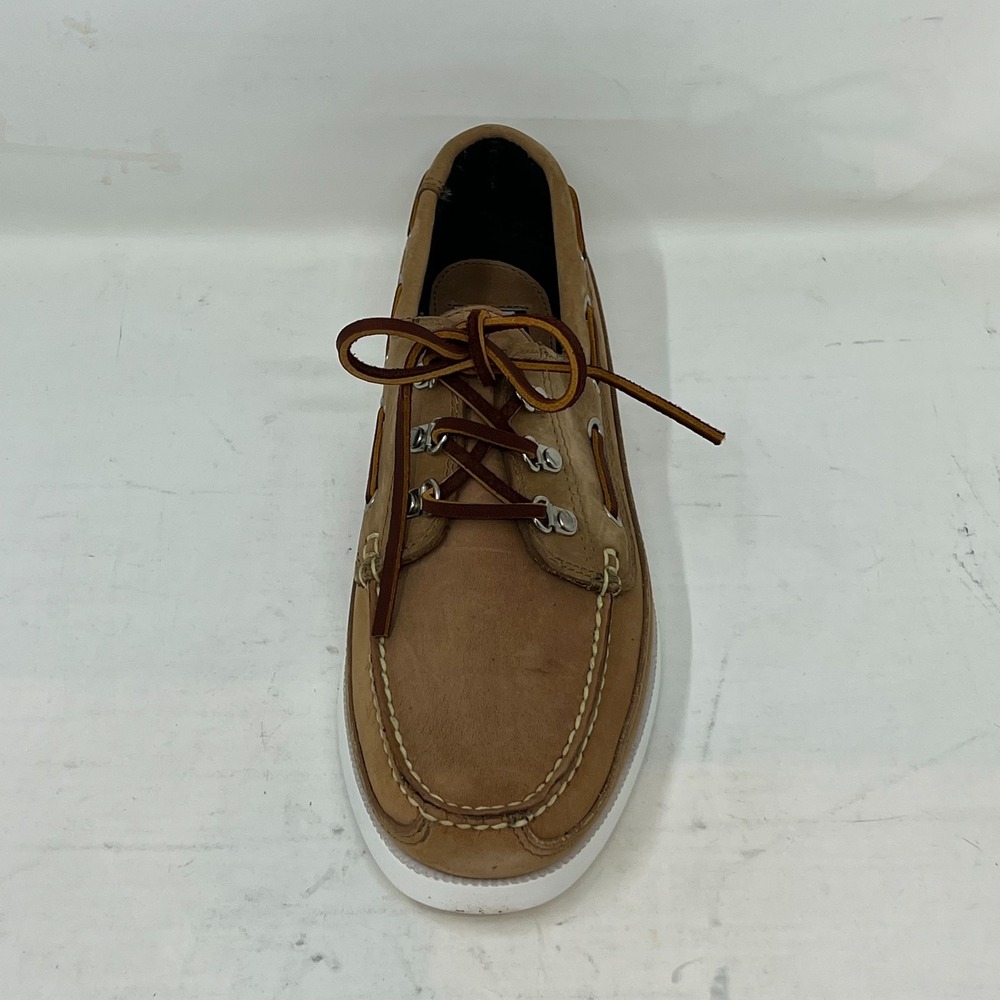Polo Sport Ralph Lauren Boat Shoes Tan Leather Moc Toe Beige Men's 8D VTG NEW - Picture 6 of 16